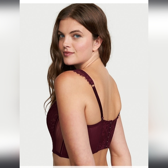 VS Burgundy front closure corset top - Picture 2 of 6